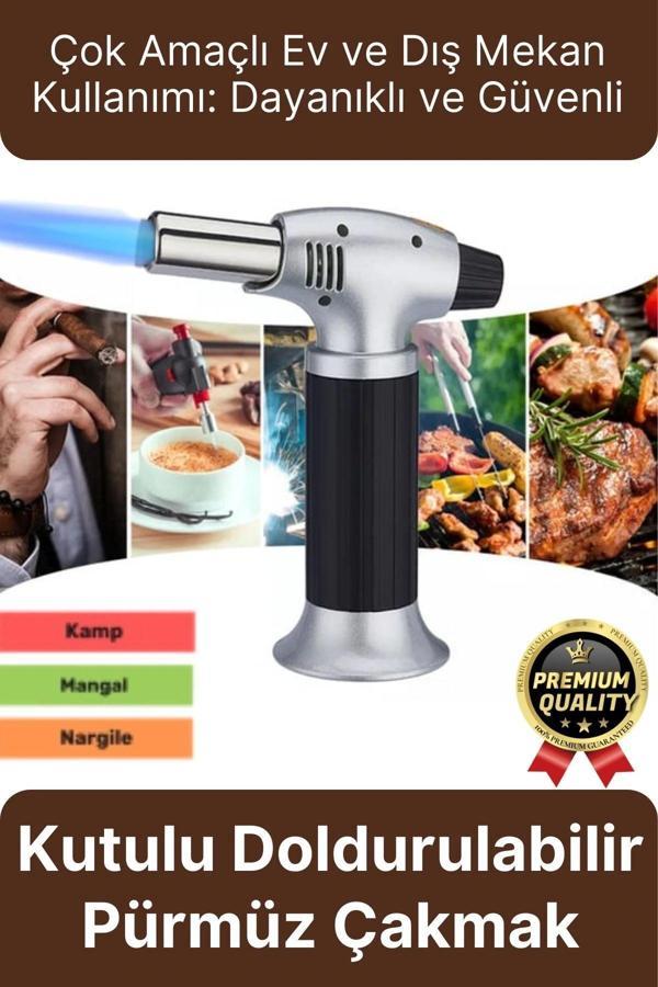 Profesyonel 1300 Derece Sıcaklık Veren Kamp Mangal Tatlı Kömür Gaz Doldurulabilir Alev Pürmüz Çakmak - Image 1