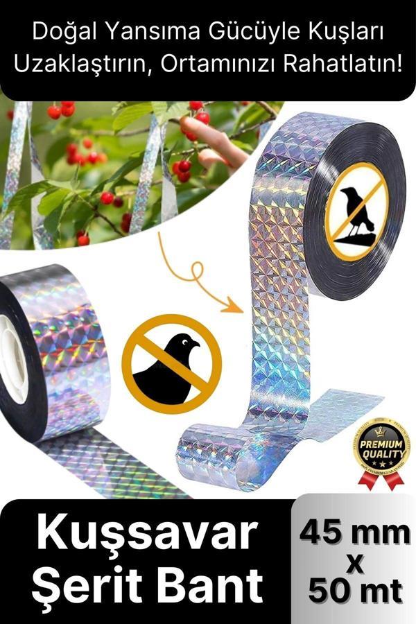 Premium Dayanıklı Yansıtıcı Kuş Kondurmaz Uzaklaştırıcı Hologramlı Kuşsavar Şerit Bant 45 mm x 50 mt - Image 1