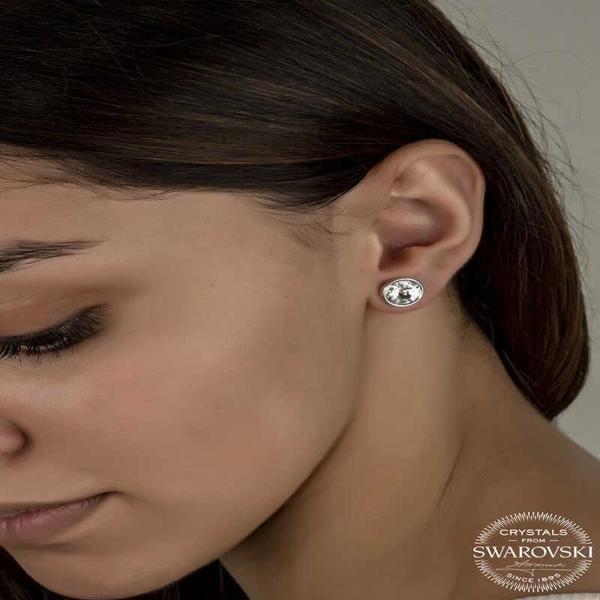 Supertrend Swarovski Crystal Taşlı Gümüş Çivili Kadın Küpe - Image 1
