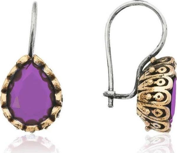 Supertrend Gümüş Mor Damla Otantik Kadın Küpe - Image 1