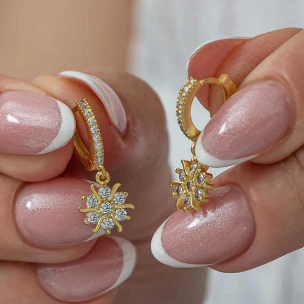 Supertrend Gümüş Gold Sallantılı Güneş Kadın Küpe - Image 1