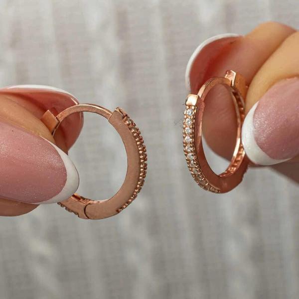 Supertrend Gümüş Zirkon Taşlı Rose Oval Küpe - Image 1