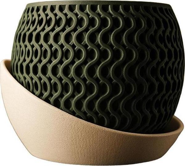 Modern Dalgalı Desen Dekoratif Saksı - Image 1