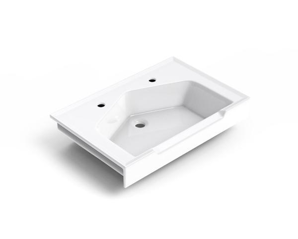 Seramik Kuaför Lavabosu 65 cm Beyaz Erkek Kare Lavabo - Image 1