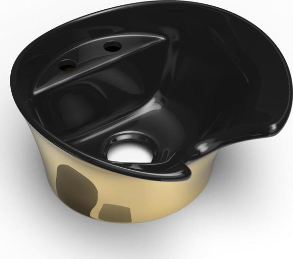 Seramik Kuaför Lavabosu 57 cm Dış Altın İç Siyah Bayan Oval Yıkama Başlığı - Image 1