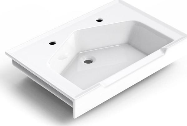 Seramik Kuaför Lavabosu 75 cm Beyaz Erkek Kare Lavabo - Image 1
