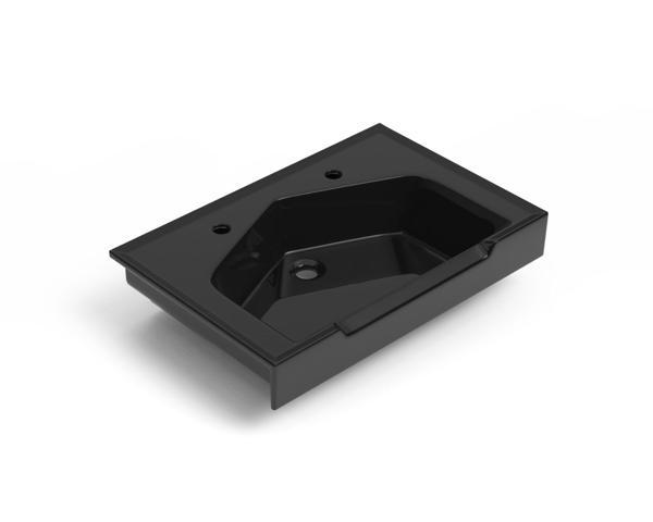 Seramik Kuaför Lavabosu 65 cm Siyah Erkek Kare Lavabo - Image 1