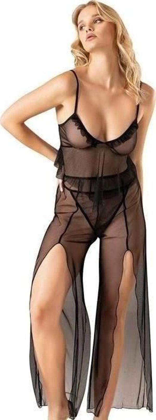 Amora Secret Askılı Yırtmaçlı File Takım - Image 1