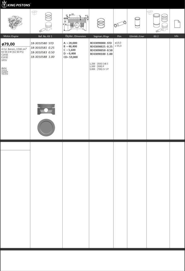 PİSTON SEGMAN STD 79mm (OPEL: ASTRA-CORSA-KADETT-VECTRA) (C16SE-E16SE) - Image 1