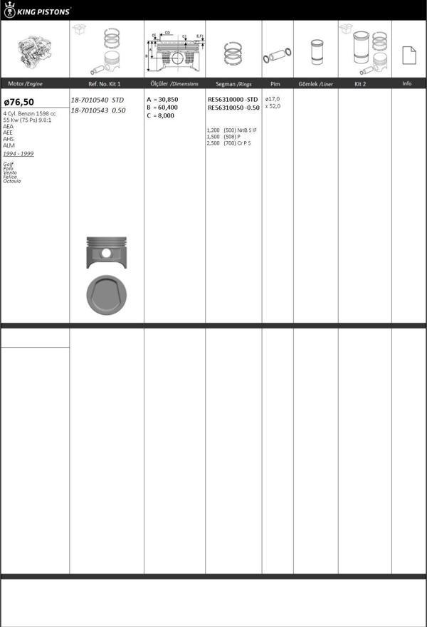 PİSTON SEGMAN STD 76.5mm (VW: GOLF-POLO-VENTO / SKODA: FELİCA-OCTAVİA) - Image 1