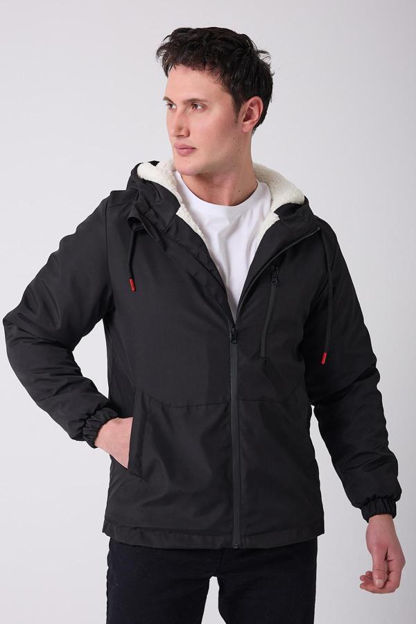 Spor Erkek Kürklü Su Ve Rüzgar Geçirmez Kapüşonlu Mont & Kaban & Parka - Image 1