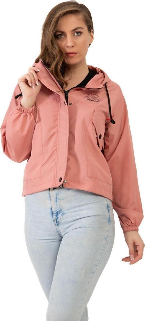 Kadın Su Geçirmez Ve Rüzgara Dayanıklı Kapüşonlu Çıt Çıtlı Mevsimlik Yağmurluk - Image 1