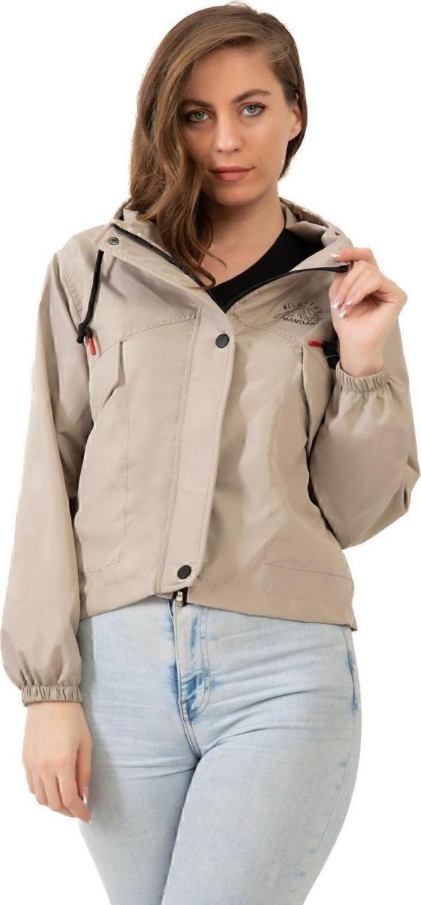 Kadın Su Geçirmez Ve Rüzgara Dayanıklı Kapüşonlu Çıt Çıtlı Mevsimlik Yağmurluk - Image 1