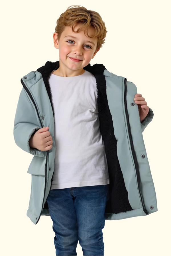 Spor Erkek Spor Çocuk Kürklü Su Ve Rüzgar Geçirmez Kapüşonlu 3 Cep Mont & Kaban & Parka - Image 1