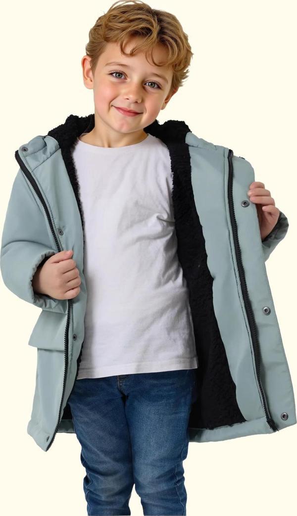 Spor Erkek Spor Çocuk Kürklü Su Ve Rüzgar Geçirmez Kapüşonlu 3 Cep Mont & Kaban & Parka - Image 1