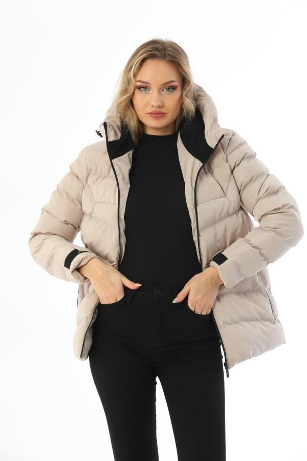 Spor Kadın Polarlı Kapüşonlu Su Geçirmez Rüzgara Dayanıklı Mont & Kaban & Parka - Image 1