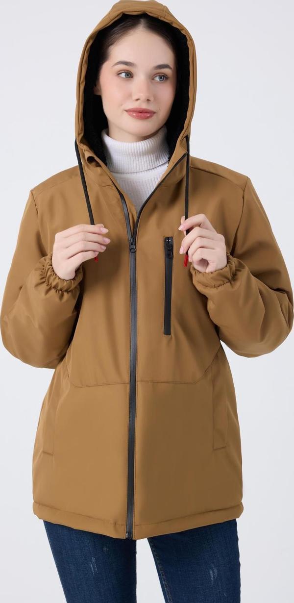 Spor Kadın Kürklü Su Ve Rüzgar Geçirmez Kapüşonlu Mont & Kaban & Parka - Image 1