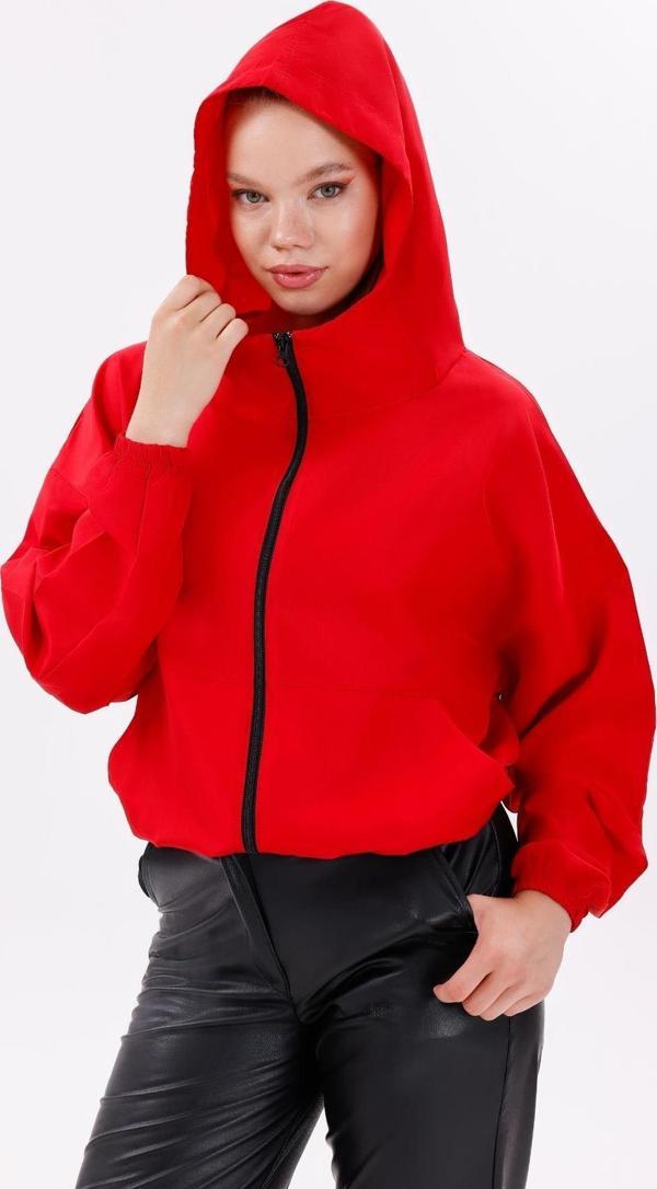 Kadın Kapüşonlu Su Ve Rüzgar Geçirmez Oversize Yağmurluk - Rüzgarlık - Image 1