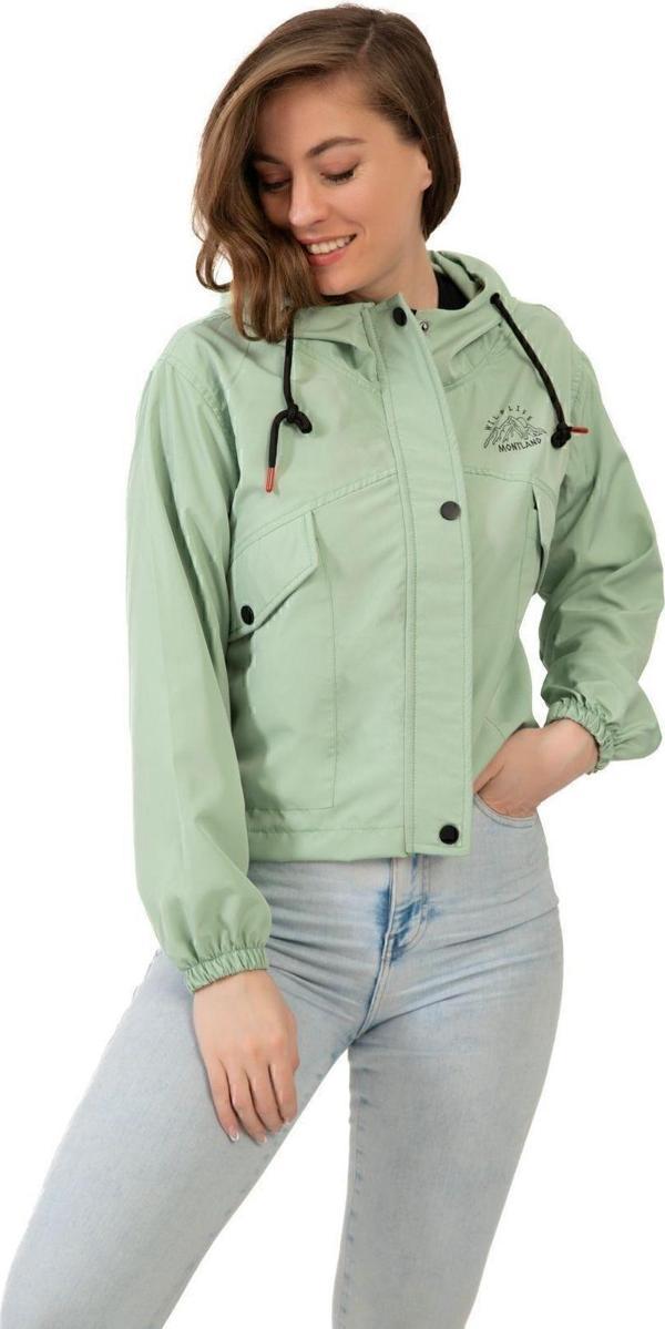 Kadın Su Geçirmez Ve Rüzgara Dayanıklı Kapüşonlu Çıt Çıtlı Mevsimlik Yağmurluk - Image 1