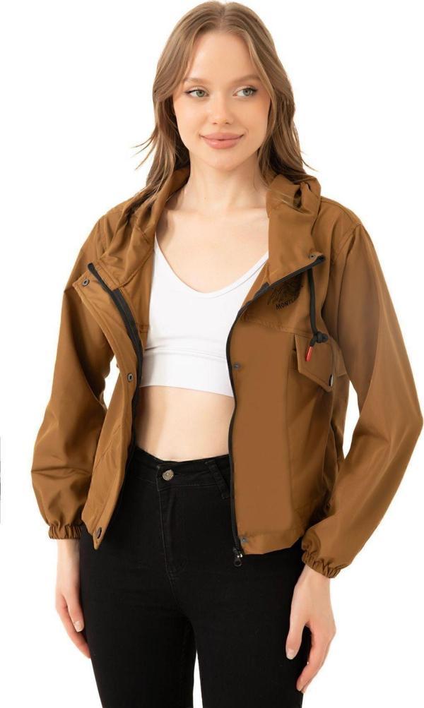 Kadın Su Geçirmez Ve Rüzgara Dayanıklı Kapüşonlu Çıt Çıtlı Mevsimlik Yağmurluk - Image 1