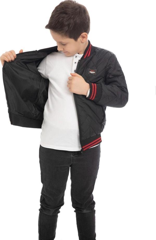 Spor Erkek Spor Çocuk Kolej Yaka Astarlı Su ve Rüzgar Geçirmez Fermuarlı Cep Mont Ceket - Image 1