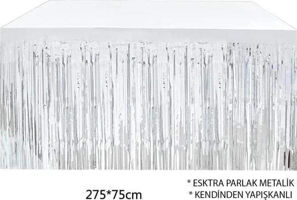 Gümüş Metalize Masa Eteği 275x75 Cm – Kendinden Yapışkanlı - Image 1