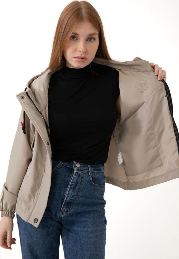 Spor Kadın Su Geçirmez Ve Rüzgara Dayanıklı Kapüşonlu Cepli Çıt Çıtlı Mevsimlik Yağmurluk - Image 1