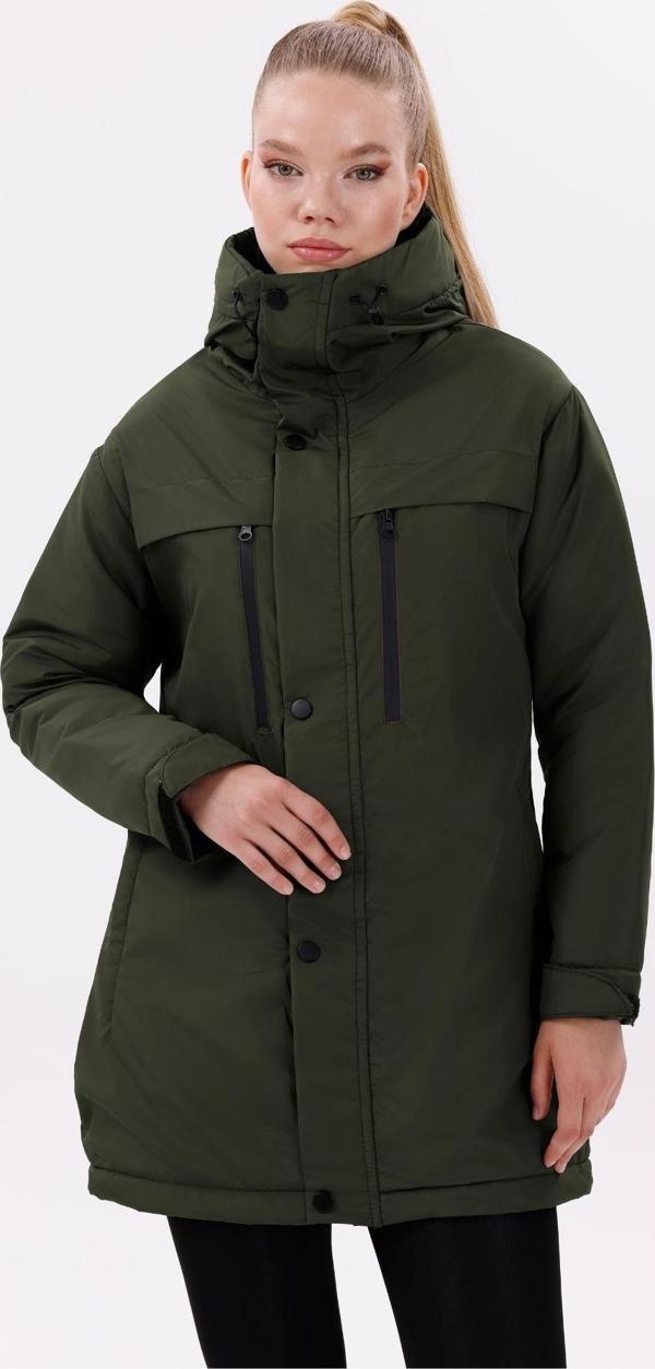 Kadın Polarlı Kürklü Su Ve Rüzgar Geçirmez Kapüşonlu Kışlık Mont & Kaban & Parka - Image 1