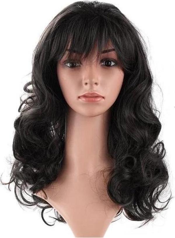 Nessiworld  Siyah Renk Dalgalı Uzun Parti Peruğu 55 cm - Image 1