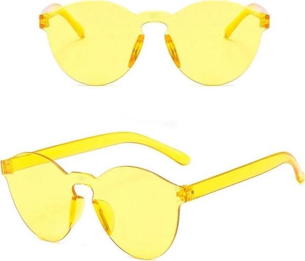 Sert Mika Oval Şekilli Çerçevesiz Sarı Gözlük Retro Parti 5x14 Cm - Image 1