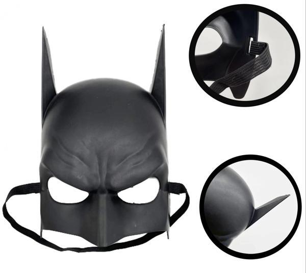 Siyah Renk Çocuk Boy Arkadan Lastikli Batman Maskesi A Kalite  20x14 Cm - Image 1