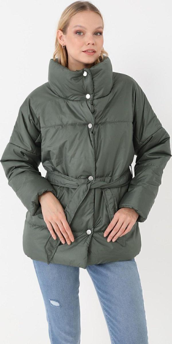 Kadın Dolgulu Astarlı Su Geçirmez Rüzgara Dayanıklı Oversize Bomber Mont Kaban Parka - Image 1