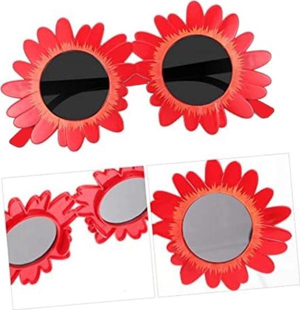 Kırmızı Renk Papatya Şekilli Parti Gözlüğü 18x10 Cm - Image 1