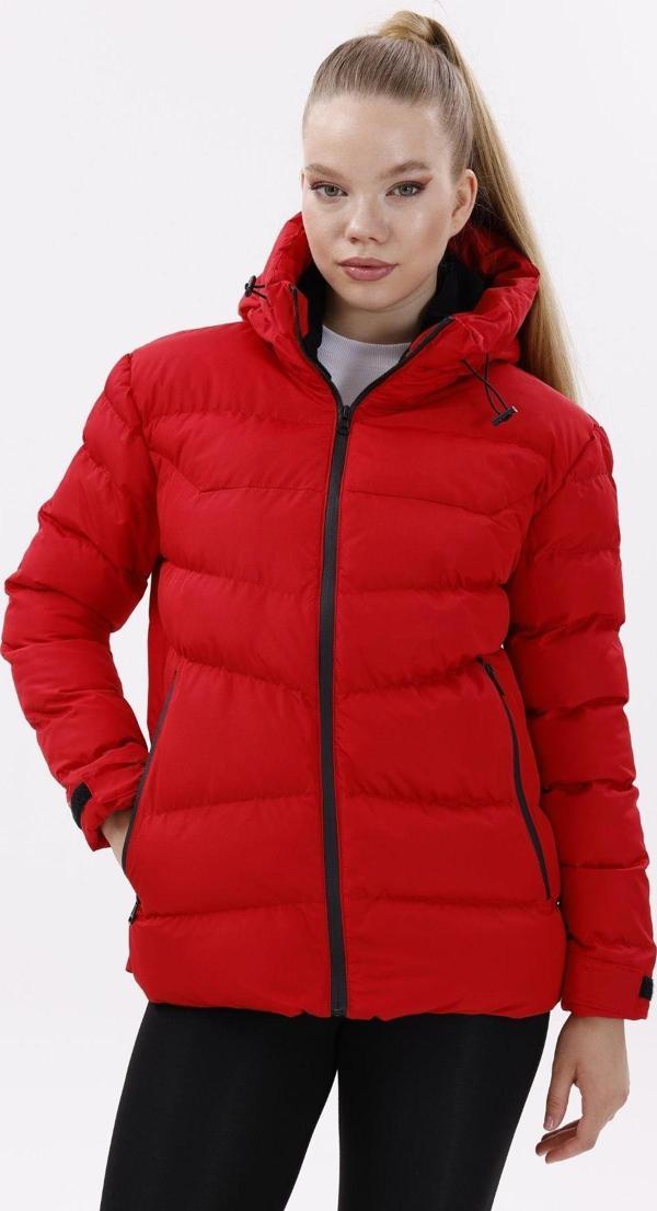 Kadın Kapüşonlu Polarlı Kürklü Su Geçirmez Rüzgara Dayanıklı Şişme Mont Kaban Parka - Image 1