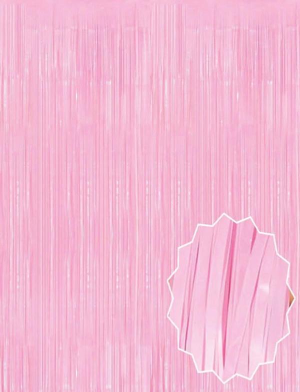 Soft Pembe Püsküllü Kapı Perdesi - Parti, Baby Shower, Cinsiyet Partisi 1x2 M - Image 1