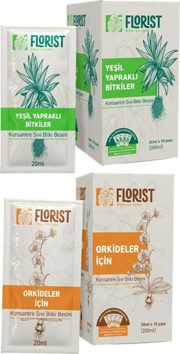Florist Bitki Besini Yeşil Yapraklı & Orkide Seti | Salon Bitkileri İçin Çift Etkili Bakım - Image 1