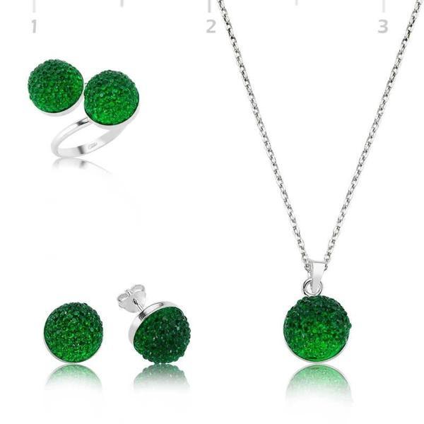 Supertrend Gümüş Yeşil Kristal Bayan Set - Image 1