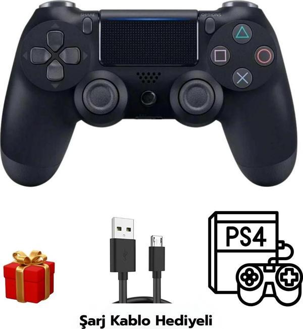 GlrTech P4 Siyah Kablosuz Oyun Kolu  Double Motor Titreşimli Şarj Edilebilir PS4 Uyumlu - Image 1