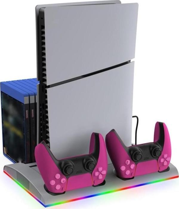 Hepu TP5-3570 PS5 Soğutucu Şarj Standı | DualSense Şarj RGB Işık 3 Fan Hızlı Dock İstasyonu - Image 1
