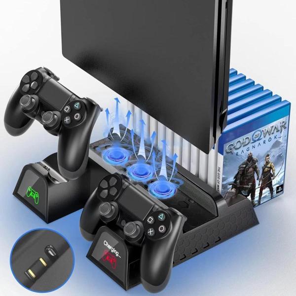 PS4 Slim 3 Fanlı Soğutucu Stand + Çift Şarj Dock – TP4-882C - Image 1