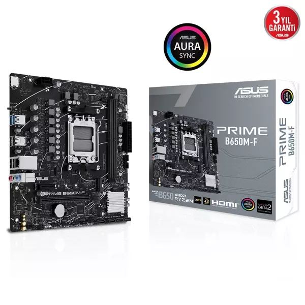 ASUS Prime B650M-F AMD B650 AM5 Soket DDR5 7200+(OC)MHz mATX Anakart - Image 1