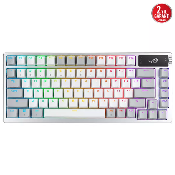 ASUS ROG Azoth NX Snow Switch PBT UK Kablosuz RGB Beyaz Mekanik (Gaming) Oyuncu Klavyesi - Image 1