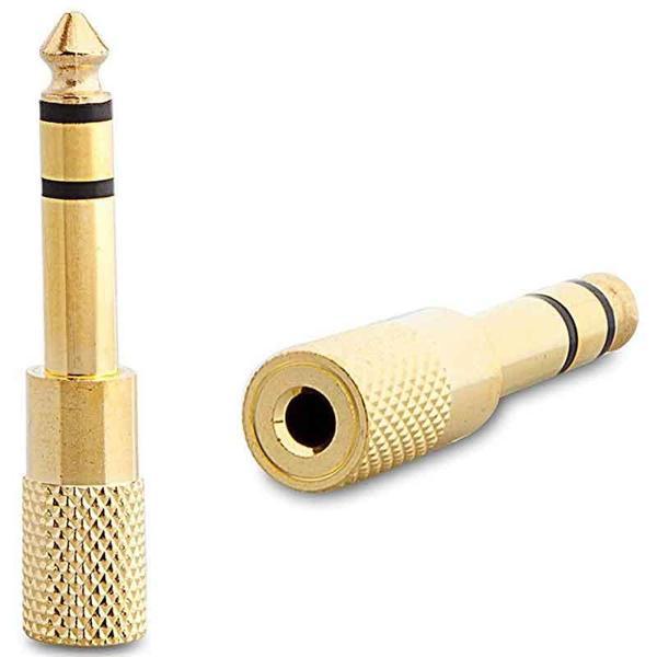 6.3 MM STEREO ERKEK / 3.5 MM STEREO DİŞİ SARI METAL GOLD JACK FİŞ ÇEVİRİCİ (81) - Image 1