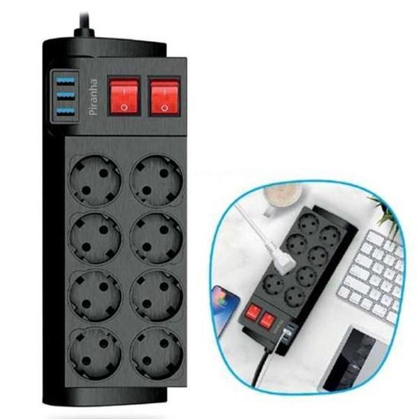 Isıya Dayanıklı Termal Akım Korumalı 2 Metre 16A 4000W 8li Priz ve 3 Usb Li Uzatma Kablosu - Image 1