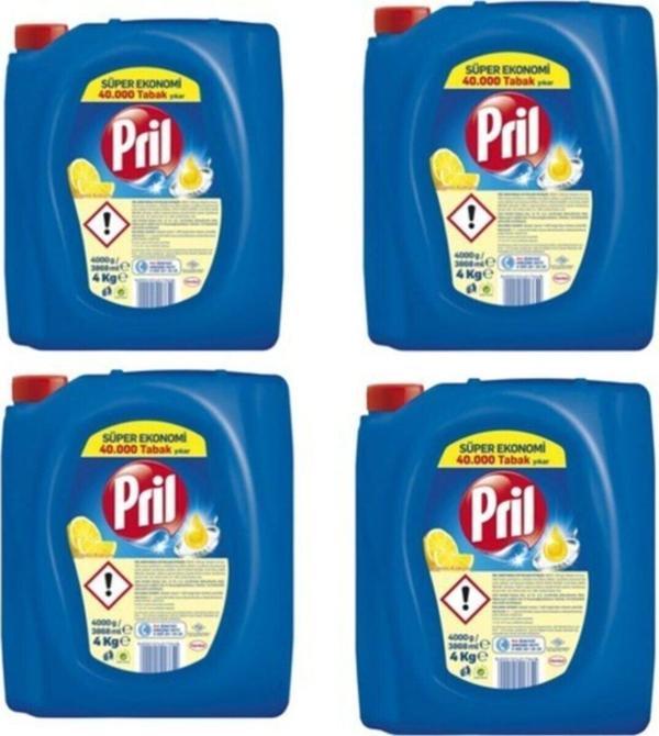 Uğurlu Avm Pril Elde Yıkama Sıvı Bulaşık Deterjanı, Limon 4Kg 4'Lü Paket - Image 1