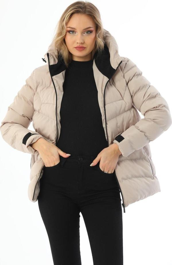 Spor Kadın Polarlı Kapüşonlu Su Geçirmez Rüzgara Dayanıklı Mont & Kaban & Parka - Image 1