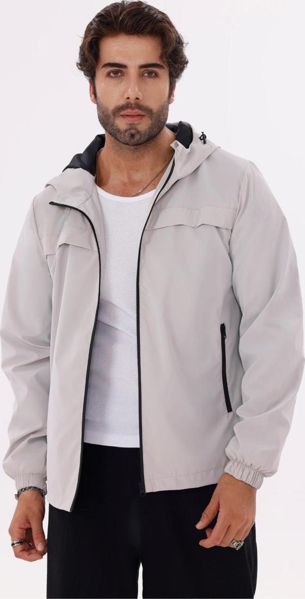 Erkek Kapüşonlu Nova Kumaş Hafif ve Dayanıklı Şık Mevsimlik Su ve Rüzgar Geçirmez Yağmurluk - Image 1