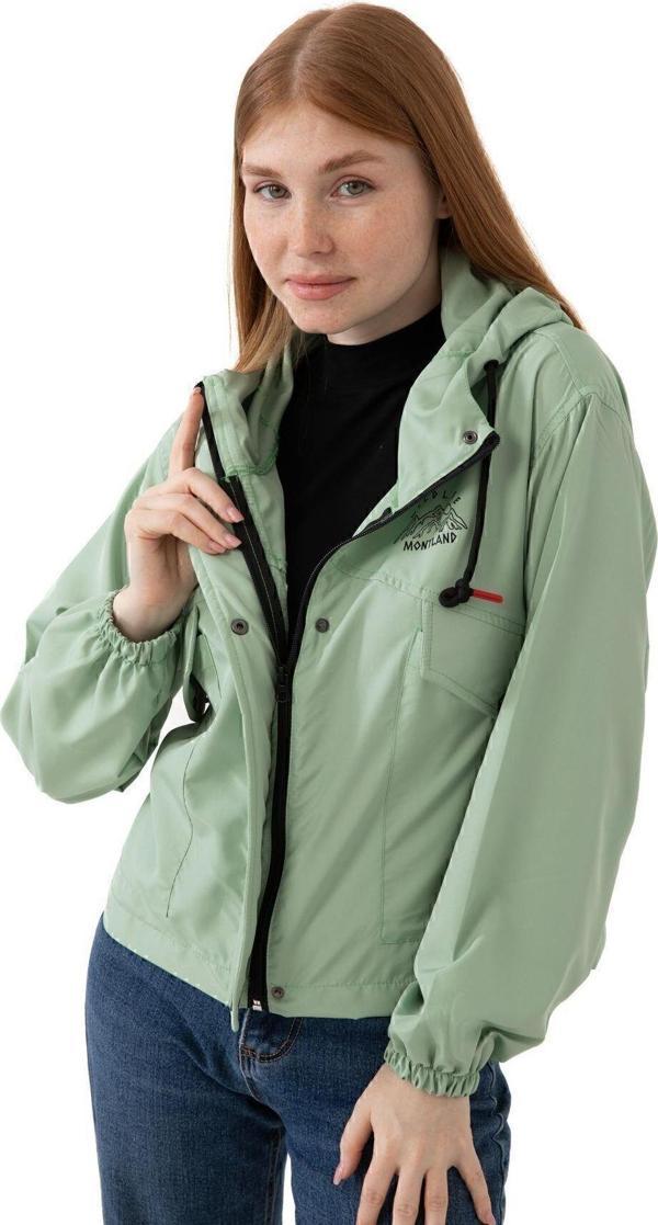 Spor Kadın Su Geçirmez Ve Rüzgara Dayanıklı Kapüşonlu Cepli Çıt Çıtlı Mevsimlik Yağmurluk - Image 1