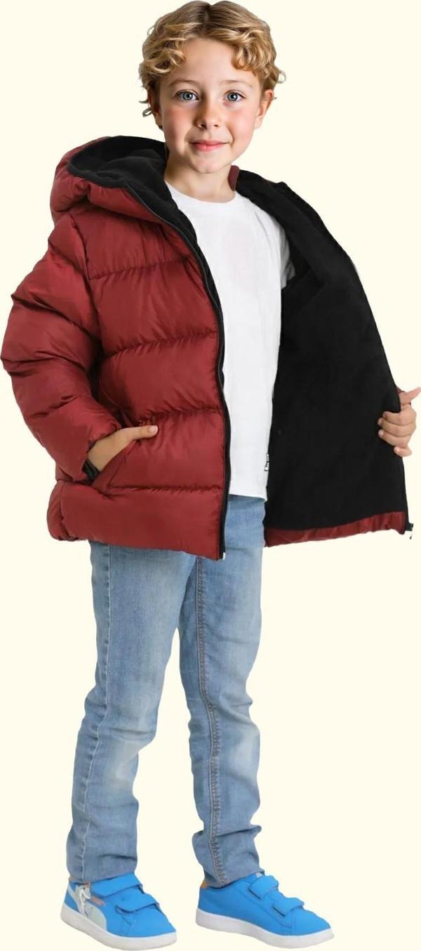 Spor Erkek Spor Çocuk Polarlı Kapüşonlu Su Geçirmez Rüzgara Dayanıklı Cepli Mont - Image 1