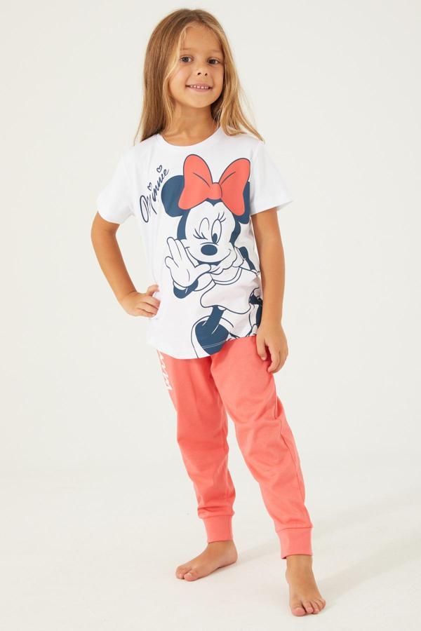 Minnie Mouse D4781-3 Çocuk  Beyaz Pijama - Image 1